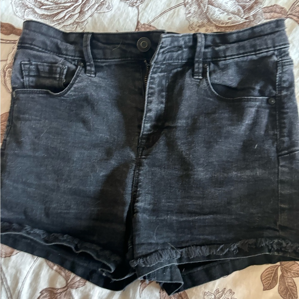 Hi-rise black Jean shorts